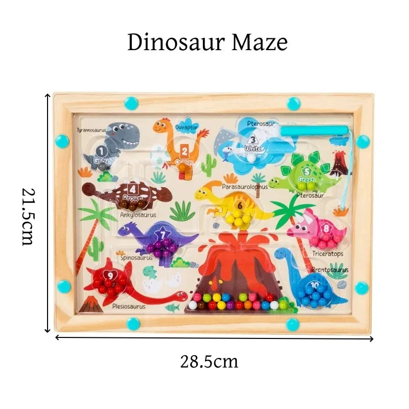 Montessori Jouet Éducatif Bois – Labyrinthe Magnétique de Couleurs & Chiffres – Puzzle d’Activité Motricité Fine pour Tout-Petits Garçons & Filles