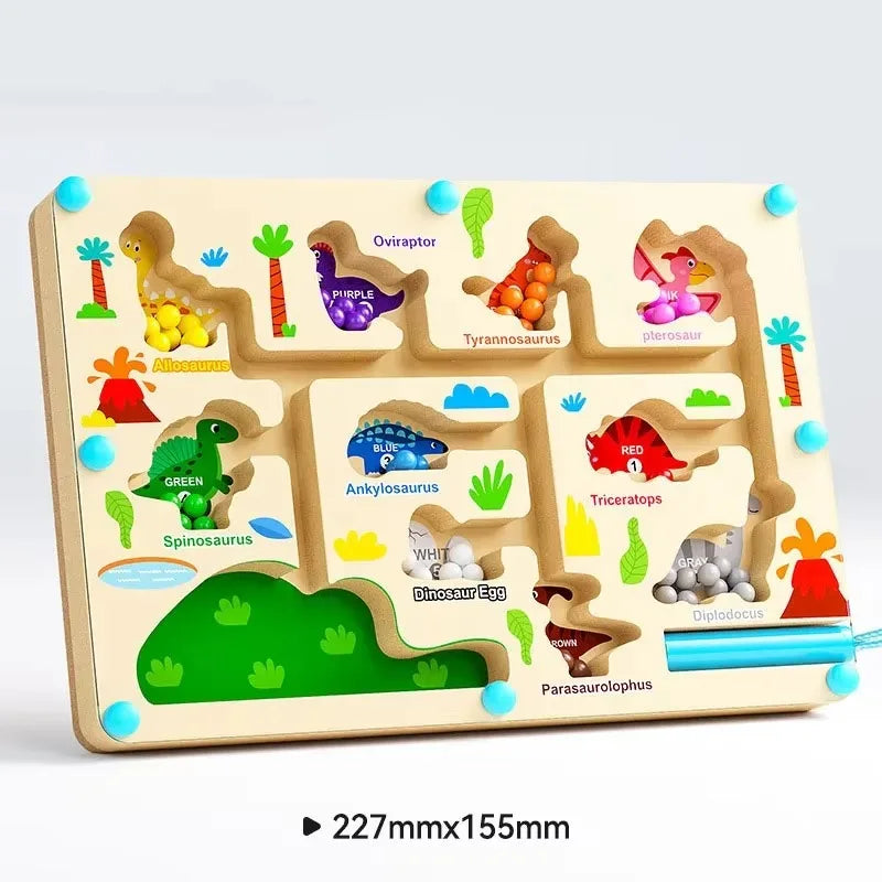 Montessori Jouet Éducatif Bois – Labyrinthe Magnétique de Couleurs & Chiffres – Puzzle d’Activité Motricité Fine pour Tout-Petits Garçons & Filles